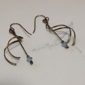 Delicate Blue Crystal Dangle Hoop Earrings - Women Jewelry